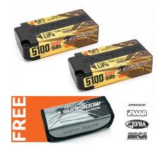 Sunpadow Set 2x Shorty LiPo Battery 7.4V 2S 5100mAh 100C/50C + Free Safety Bag