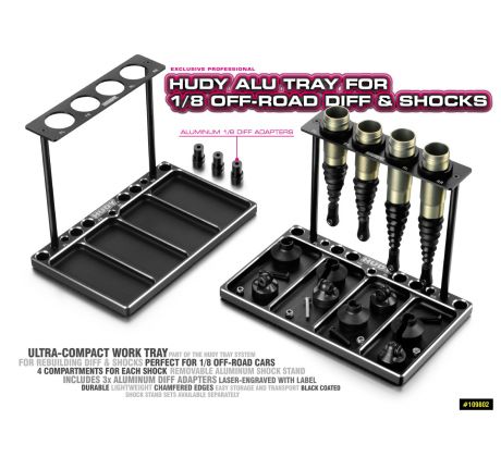 HUDY ALU TRAY FOR 1/8 OFF-ROAD DIFF & SHOCKS