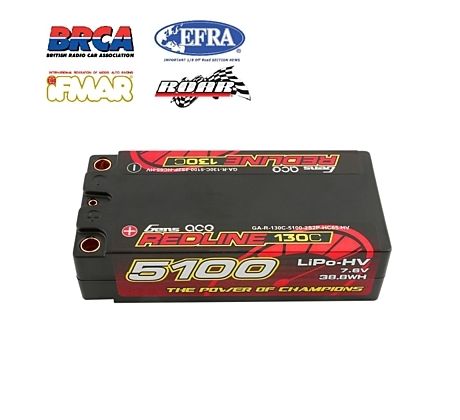 Gens ace Redline Series Shorty 5100mAh 7,6V 2S 130C HV LiPo (5mm, 210g)