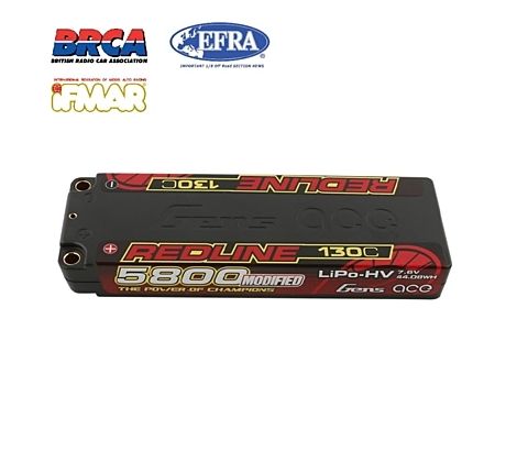 Gens ace Redline Series 5800mAh 7,6V 2S 130C HV LiPo (5mm, 222g)