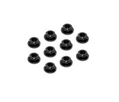 ALU NUT M4 WITH SERRATED FLANGE - BLACK (10)