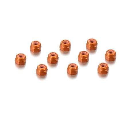 ALU NUT M3 - ORANGE (10)