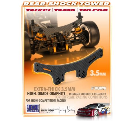T2'008 SHOCK TOWER REAR 3.5MM GRAPHITE - ULTRA STRONG